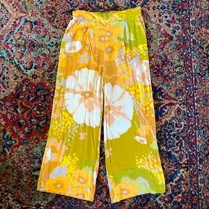 Oysho Silky Floral Wide Leg Poolside Lounge Pants